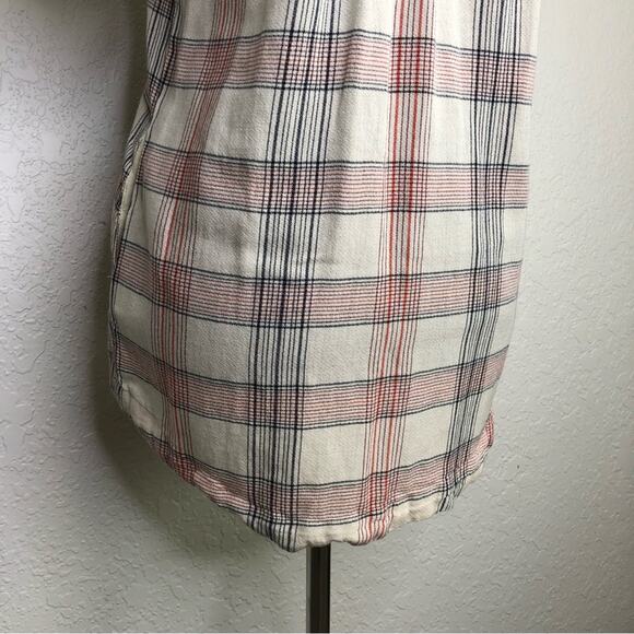 Dress Forum Los Angeles cream red black plaid button down top size Small - Picture 13 of 14